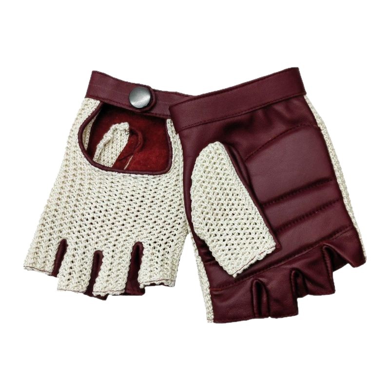 Leather Driving Glove - Luvas de Couro Genuíno de Meio